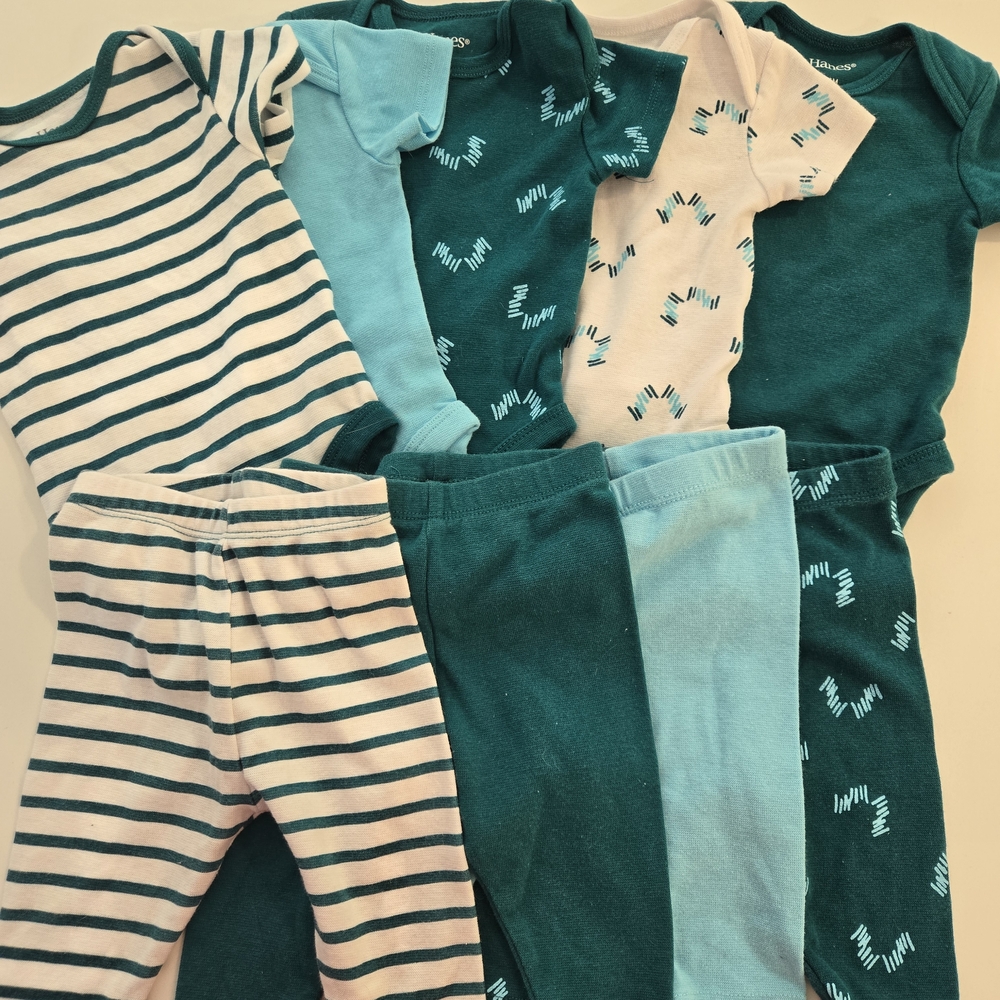 Hanes Kids Matching Set - Teal, White, Light Blue